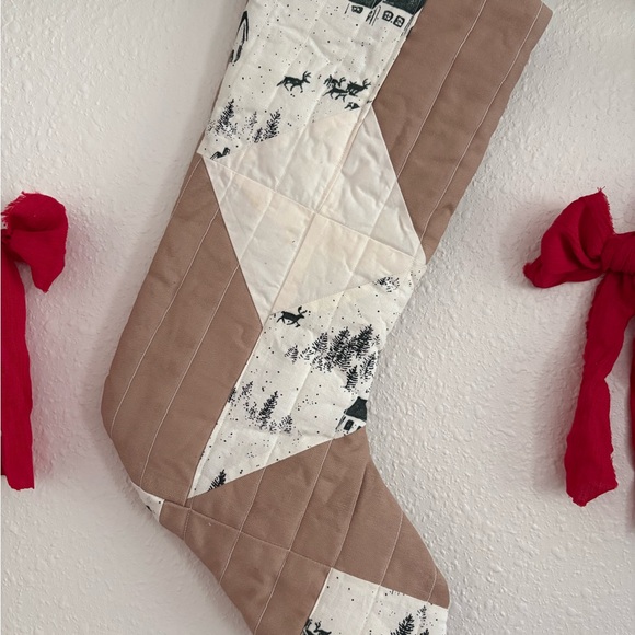 Holiday Stocking with Brown and White Design - Picture 2 of 4